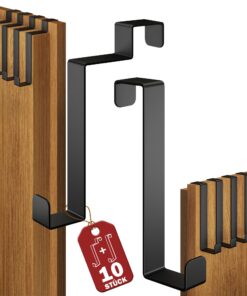 Menz Schwarz Türhaken Set - 10 Stück Standard + Innenseite, individuell einhängbar, stable Garderobe,Türhakenleiste