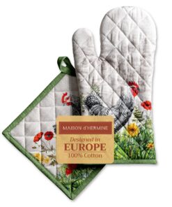 Maison d' Hermine Ofenhandschuh und Topflappen für Herren, ideal für Grillen im Frühling/Sommer - 100% Baumwoll-Kombinat