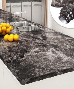 Yenhome Selbstklebende Marmor-Tapete für Arbeitsplatte Schwarz Braun | Yenhome Braune Marmoroptik Selbstklebende Vinylf