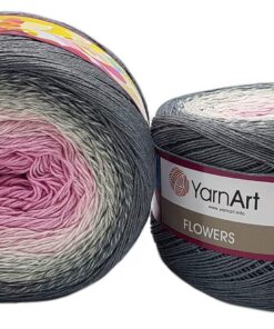 2 x 250g Ilkadim Export Flowers Bobbel Wolle für Stricken und Knüpfen, 55% Baumwolle, 500g Bobble Strickwolle mit Farbve