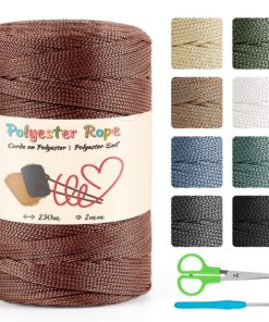 Makramee Garn Polyesterseil 2mm x 250m für Kupfer-Projects und DIY-Basteln | Deko-Strickwaren Garn Polyesterseil 2mm x