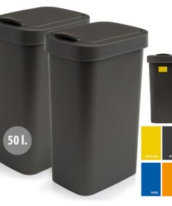 Hausfelder 50l Mülleimer mit Schwingdeckel für Küche, 2er Set (2x50l)
