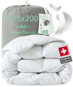 Welldora Komfort Bettdecke 135x200 | 100% Extraweiche Federn & Daunen | Fachärztlich geprüft für Allergiker | Oeko-Tex Z