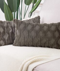 Madizz Soft Plush Short Wool Velvet Decorative Throw Pillow Covers for Couch and Bedroom Taupe 40x80 cm Luxury Style |