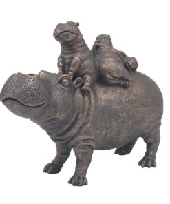 The Leonardo Collection Happy Hippo mit Babys Home Decor Figur für Zuhause und Büro, dekoratives Zubehör, Statuen für dr