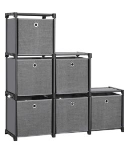 SONGMICS Steckregal multifunktional für Haus und Büro mit robustem Metallrahmen und 6 Würfel Aufbewahrungssystem LSN66BK
