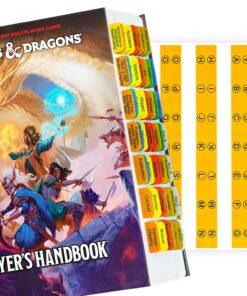 Index-Tabs für D&D Player's Handbook 2024 6. Ausgabe + Core-Regeln + doppelte Seitenfarbcodierte transparente PVC-Lamini