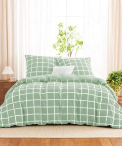 WAVVE Grüne Wendebettwäsche SET 155x220 cm mit Mikrofaser und Reißverschluss für ÖKO-TEX-Bettwäsche