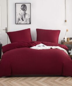 AYSW Baumwolle Bettwäsche Burgunderrot 3er Set für Erwachsene zur Sommersaison natürliche Herkunftcomfortables Schlafeng