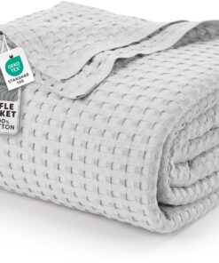 Utopia Bedding Baumwoll Waffeldecke 300 GSM (Silber - 228 x 228 cm), weich, atmet, zurährig, zur Sommerszeit