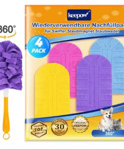 KEEPOW Swiffer Staubmagnet Nachfüllpack 4 Stück Wiederverwendbar für Staubwedel, ideal für Hausfrauen und Fachbereiche i