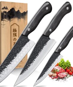 Purple Dragon 3-teiliges Küchenmesser-Set für Profis mit ergonomischem Griff und Hochwertigem Kohlenstoffstahl