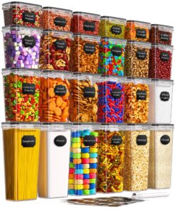 24er Set Luftdichte Vorratsdosen mit Deckel, Etiketten & Schreibstift für Küche - Mehl, Zucker, Körner