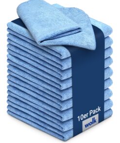 Wolk Mikrofasertücher - Reinigungstücher - Blau - 40 x 40 cm - 10 Stück - Bad und Küche - Anti-Feuchtigkeit und Antibakt