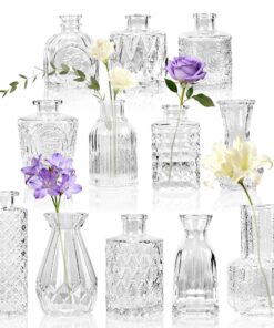 BTSD-home 12 Stück Blumenvase Set - Elegante Robuste Kleine Vasen für Hochzeitsdeko, Tischdeko & Party