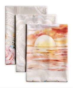 Hermine Ibiza-Beige 100% Baumwolle Bar Handtücher Set | Multi-Purpose Küchenhandtuch | Frühling/Sommer (50 cm x 70 cm) O