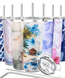 THILY Coastal Breeze Vakuum-Isolierter Edelstahlbecher 780 ml Kaffeetasse wiederverwendbar kalte Getränke kühl 2 Deckel