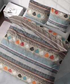 DILIOS Atmungsactive Baumwoll Bettwäsche-Sets - 135x200 cm, Braun Blau, Bügelfrei und Weich mit Reißverschluss