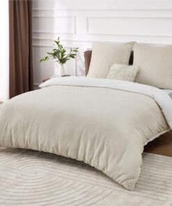 BEDSURE Flauschige Bettwäsche für Doppelbett - Winter Warme-Weste mit Reißverschluss und 2 Kissenbezügen 80x80 cm, Oeko-