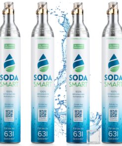 SodaStream Crystal |0 4X Premium CO2-Zylinder | 425g + 25g Extra für mehr als 60l | Reservepack für Wassersprudler