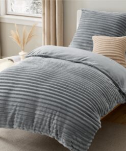 BEDSURE Flanell Bettwäsche 135x200 - Winter Bettbezug mit Reißverschluss, Grau OEKO-TEX
