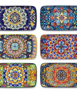 Vancasso SIMI Porzellan Servierplatten Set 6er Rechteckig Böhmisch 24,7x14,2cm 6 Personen Dessertteller