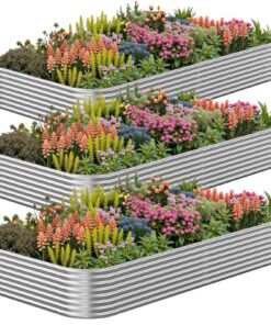 **3er-Pack Verzinkte Hochbeete 120 x 60 cm für den Garten, Metall-Gartenbeete mit Stahlframe für Gemüsegewinnung** | **