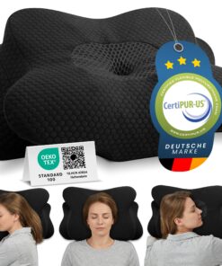 Orthopädisches Nackenstützkissen aus Memory Foam bei Nackenschmerzen - für Seiten-, Rücken- & Bauchschläfer