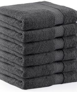 Utopia 6er Pack Frottee Handtücher, 50x100 cm, weich und saugfähig (Grau) OEKO-TEX