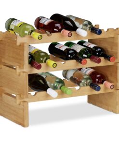 Relaxdays Weinstand erweiterbar stapelbar Bambusflaschenhalter 18 Flaschen Natur