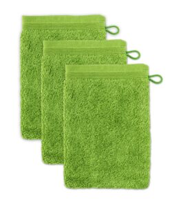 möve Superwuschel Waschhandschuh – 100% Baumwolle, 15×20 cm, 3er-Set (Peridot)