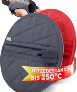 Topflappen Set | Extrem hitzebeständig bis 250 °C | Hochwertige & weiche Baumwolle |für Kocher | zur Küchenarbeit