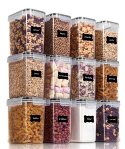 Vtopmart 1.6L BPA-freie luftdichte Vorratsdosen Set mit 12 Dosen & 24 Etiketten für Küche (Schwarz)