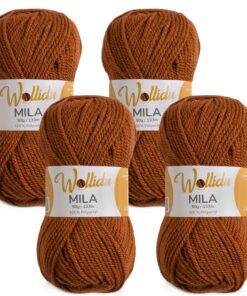 Wollidu Mila Garn Fuchs Braun zum Häkeln und Stricken | 100% Polyacryl Häkelgarn Fuchs Braun Wollidu für Stricken und H