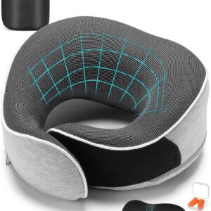 Acacomft Nackenkissen Flugzeug, Memory Foam Reisekissen (Hellgrau) Acacomft Verstellbares & Kompaktes Flugzeugkissen m