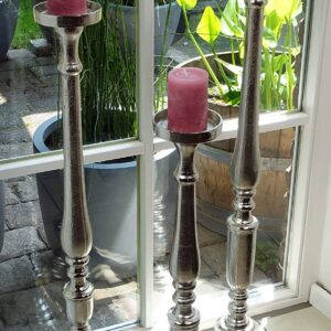Kerzenständer Kerzenhalter Aluminium Modern Silber Deko XXL 3 Größen (H 92 cm) - Trendiges Metall-Design