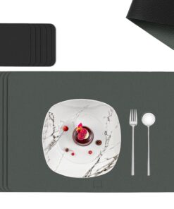 SÄNGER Abwaschbare Kunstleder Platzsets 12-teilig für 6 Personen - rutschfest & doppelseitig wasserdicht - Platzdeckchen