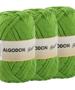 100% Baumwolle Strickgarn zum Häkeln und Stricken, 3 x 100g Packung in Kiwi Farbe | Baumwollgarn für Stricken und Häkel