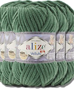 Hobby YARN Alize Velluto 5x 100gUni Farbe Flauschgarn Filzwolle zum Häkeln für Babyscially für Winter-Babywolle (Pine Gr