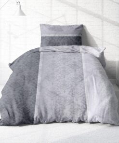 Träumschön Biber Bettwäsche Set Atmungsaktiv & Warm - Flauschige Paisley Bettwäsche Grau - Weiche Winterbettwäsche mit M