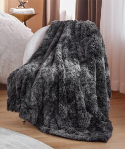 BEDSURE Kuscheldecke - Flauschig warm, dicker Sherpa Sofadecke für Couch und Wohndecke, Schwarz 150x200 cm OEKO-TEX STAN
