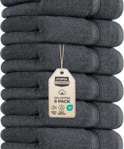 Utopia Towels - Baumwoll-Handtücher Set - 100% Baumwolle ultraweich und sehr saugfähig - 6er Pack (Grau) OEKO-TEX