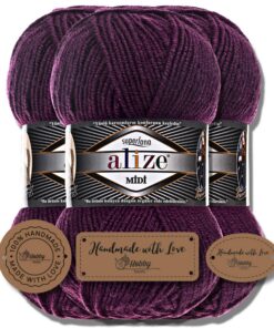 Hobby YARN 3x Etikettenlabel mit Alize Superlana Midi Wolle Premium 3x100g als Set - Strickgarn zum Häkeln und Stricken