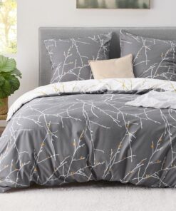 BEDSURE Bettwäsche 220x240 3teilig Bettbezug - Eco-Friendly Doppelbettwäsche mit Reißverschluss für Zweige Muster OEKO-T