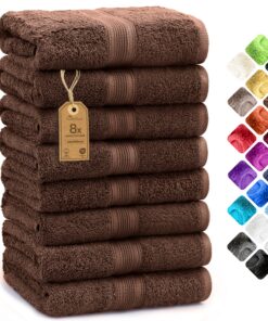 NatureMark 8 Handtücher Set - 100% Baumwolle & Saugfähige, langlebige Schokobraune Handtücher, 50x100 cm, OEKO-TEX STAND