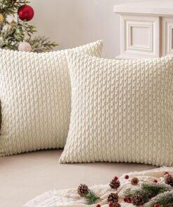 MIULEE Weihnachtsdekoration Kordsamt Kissenbezüge für Wohnzimmer Kuschelig-weich 2er Set 40x40 cm Cremeweiß