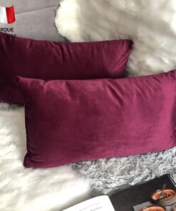2er Set Kissenbezug Pflaume Burgunder Samt 40x80 cm - Skandinavisch, einfacher und weicher für Wohnzimmer (2 Pflaumen)