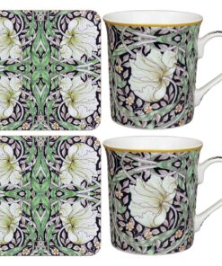 The Leonardo Collection Pimpernel Tassen- und Untersetzer-Set - schönes Geschenk für Damen und Herren - William Morris