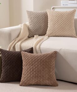 Ci & Ci Flauschig Kissenbezüge 40x40 cm, Beige-Taupe-braun Boho Deko Kissen für Sofa&Couch, Trendige Küchendeko
