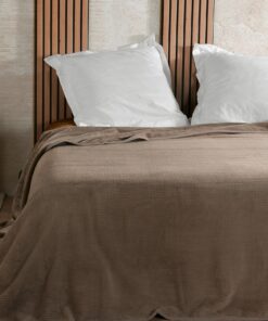 Linder Tagesdecke: Velours-Material, Waffelmuster,ideal für die ganze Familie, 240 x 260 cm, Taupe